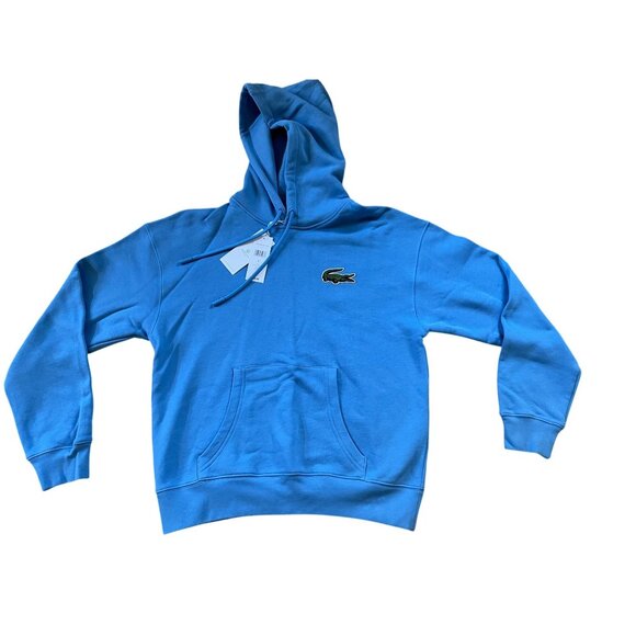 Lacoste Sweatshirt Hoodie Loose Fit Blue Mens Small - Picture 1 of 5